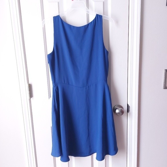 Rachel Zoe - Royal Blue Sleeveless Knee-Length Semi-Formal Side Zip Dress - Picture 3 of 12
